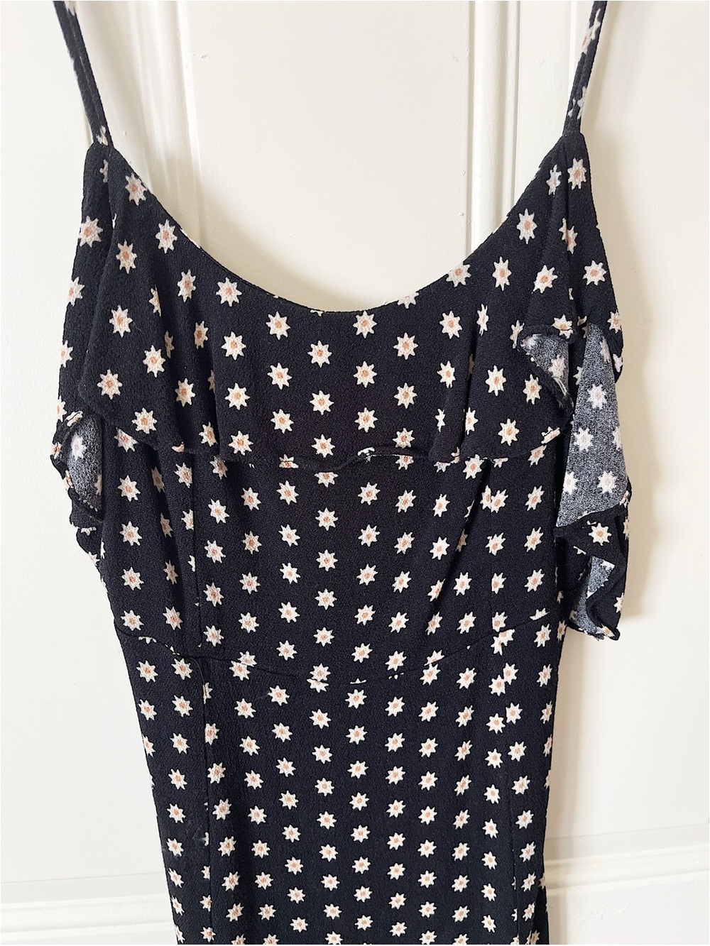 Free People Black Floral Mini Dress with Cream Daisy Print - Picture 4 of 6